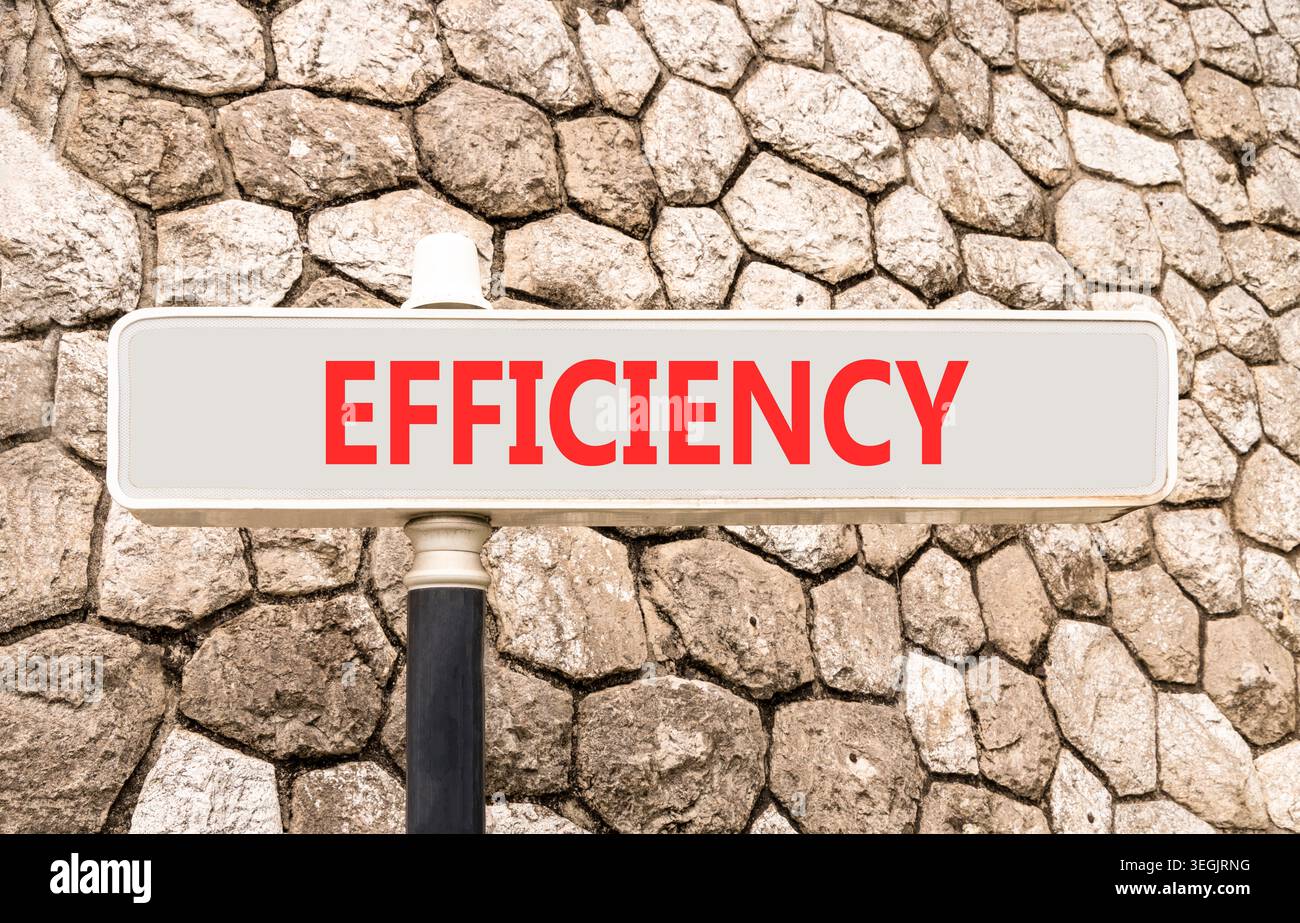 Efficiency symbol. Concept word Efficiency on beautiful grey road sign ...