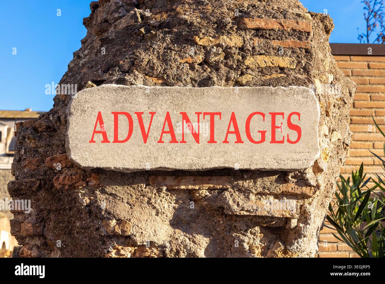 Advantages symbol. Concept word Advantages on beautiful white marble ...