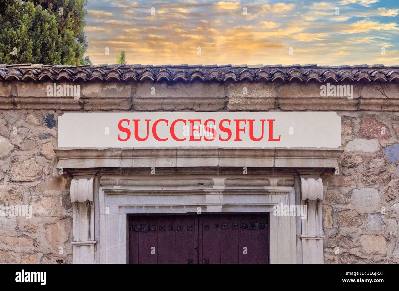 Successful symbol. Concept word Successful on beautiful white marble ...