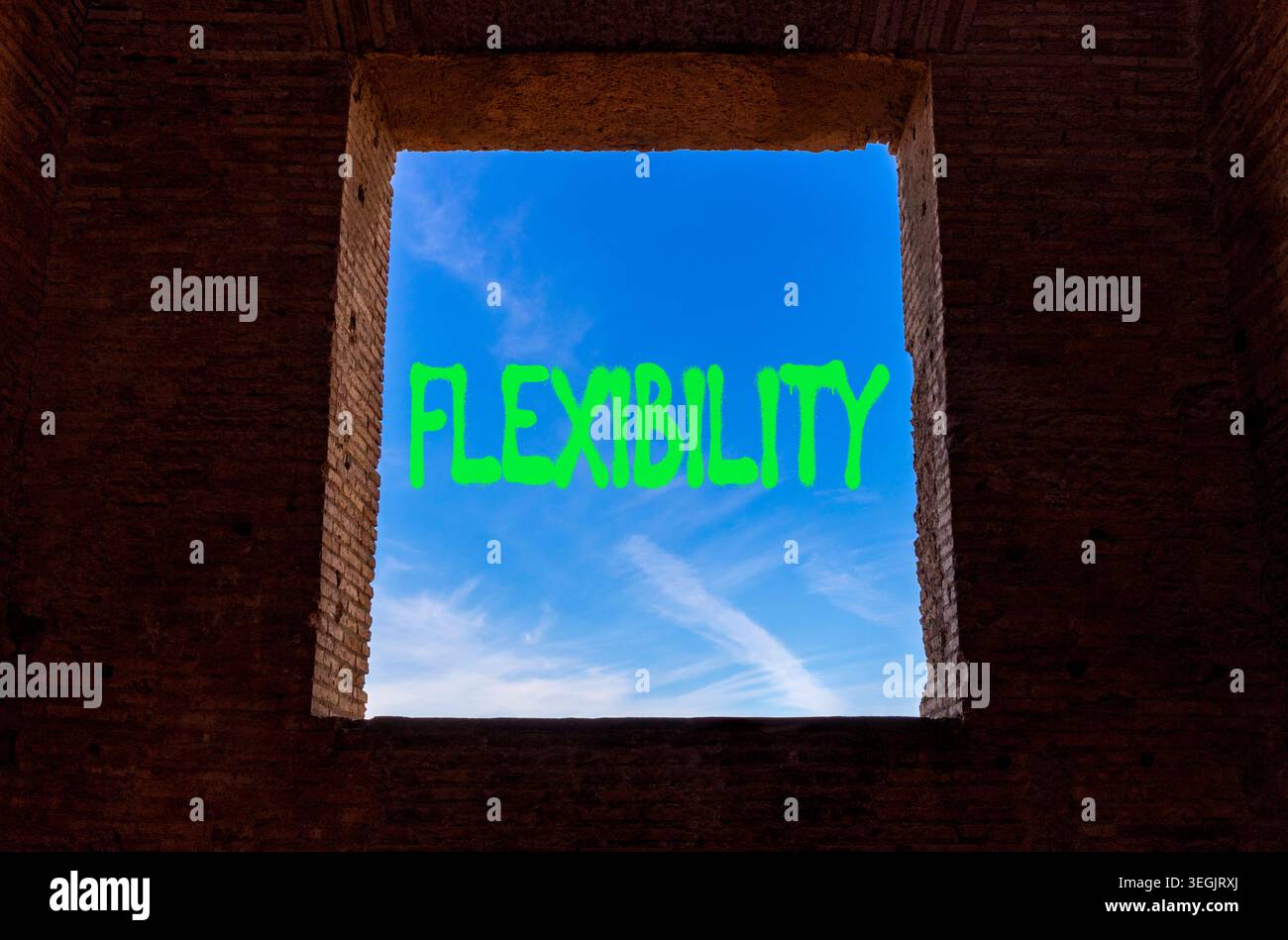 Flexibility symbol. Concept word Flexibility on beautiful blue sky in ...