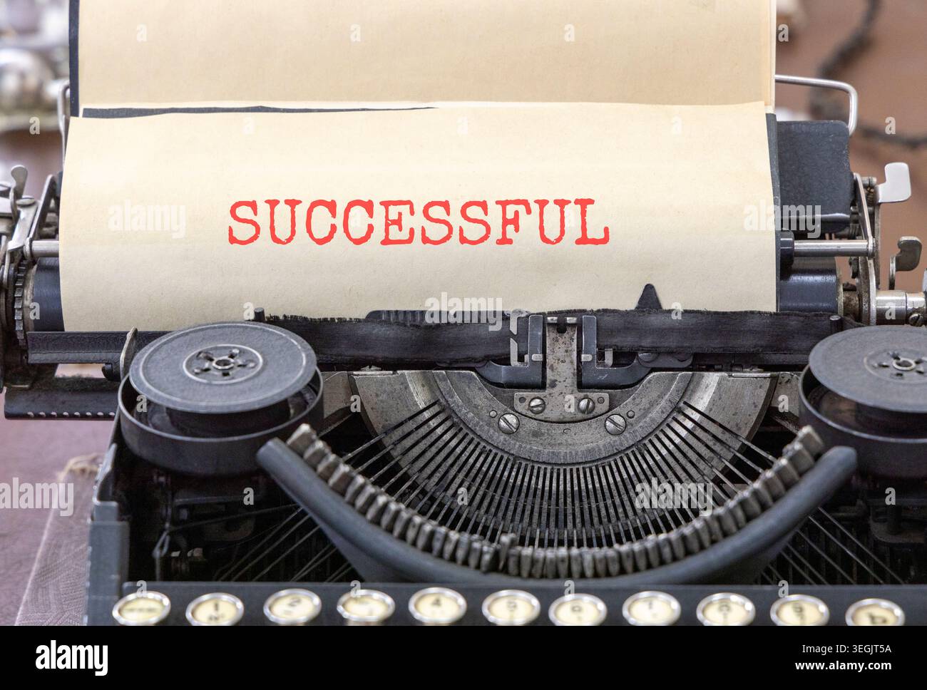 Successful symbol. Concept word Successful typed on beautiful old retro ...