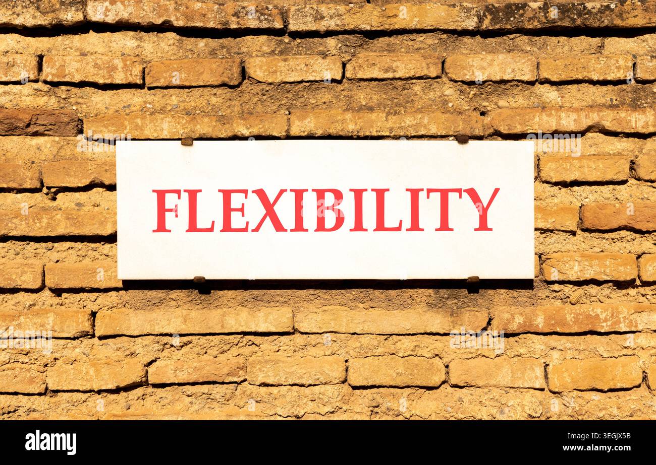 Flexibility symbol. Concept word Flexibility on beautiful white marble ...