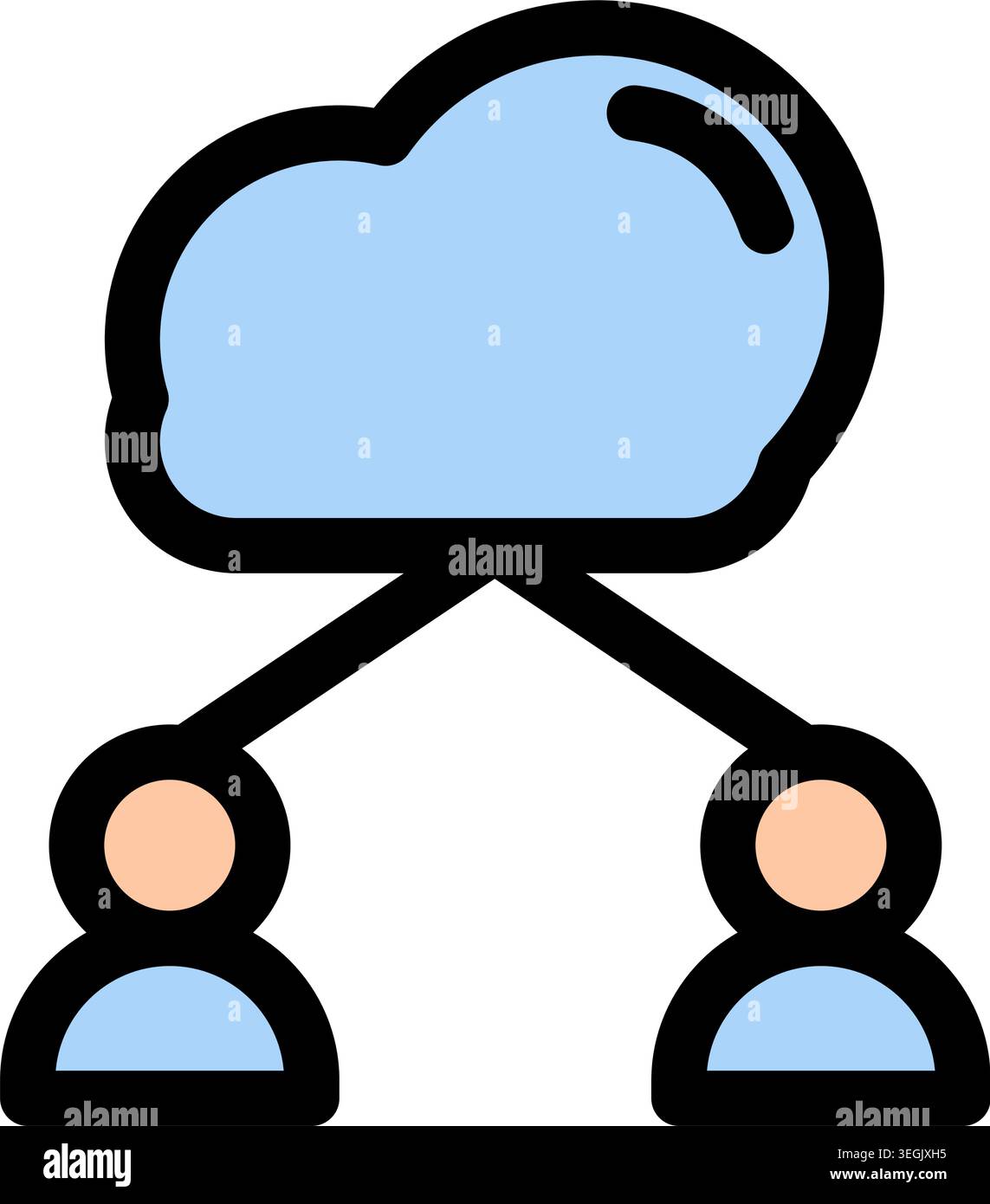 This icon symbolizes collaborative teamwork using cloud technology- ideal for project management and agile methodologies. It represents shared access Stock Vector