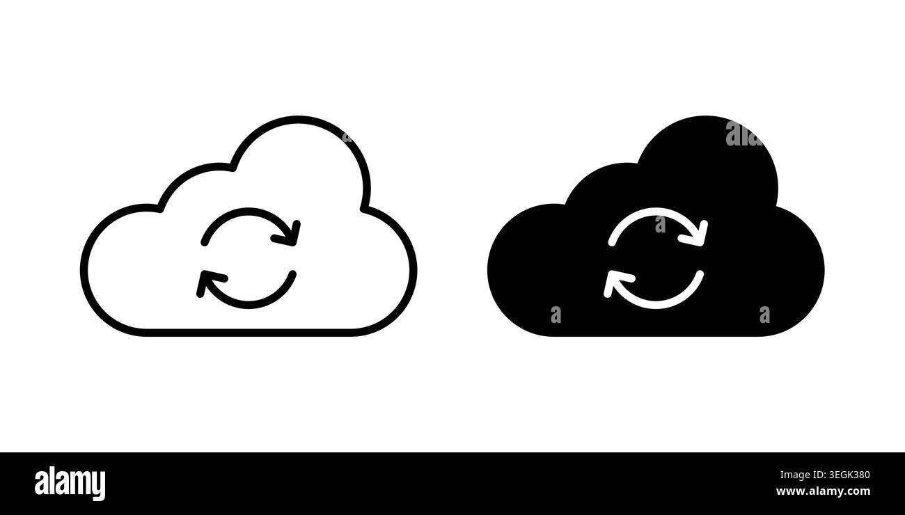 Cloud sync icon logo. Outline style icons with flat versions Stock Vector