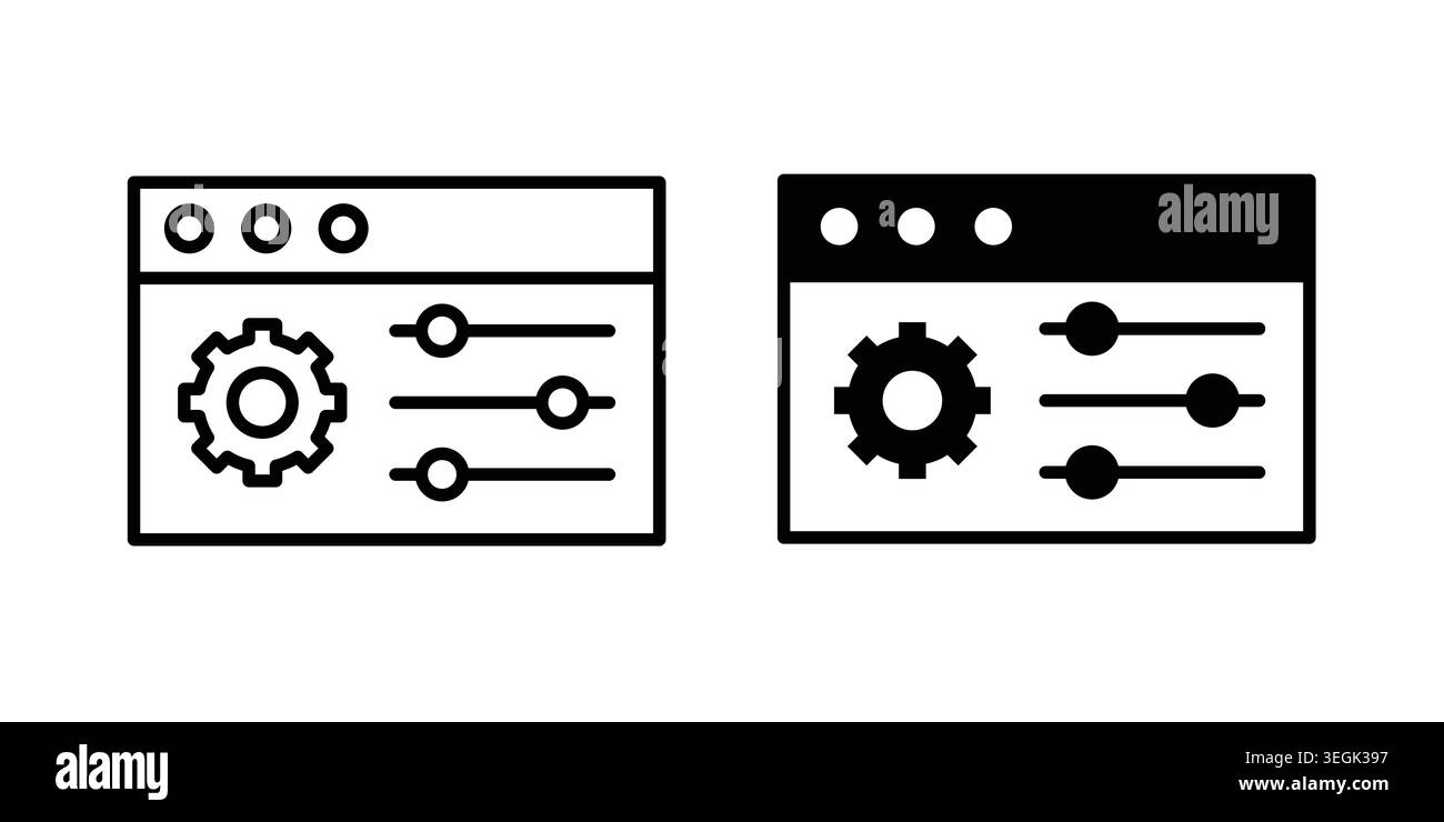 Control panel icon logo. Outline style icons with flat versions Stock Vector
