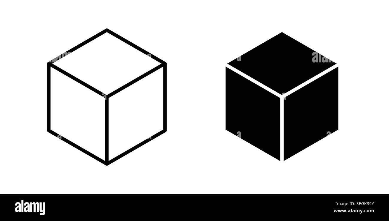 Cube icon logo. Outline style icons with flat versions Stock Vector