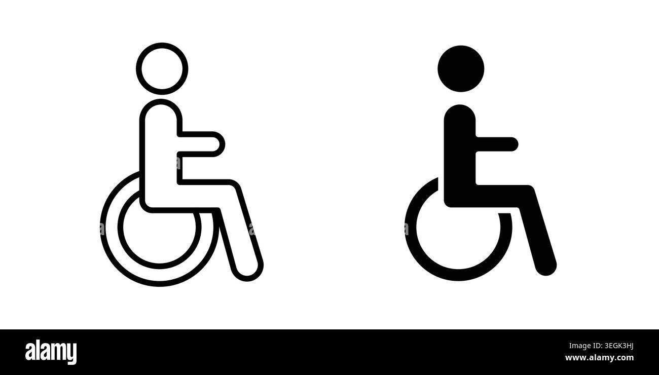 Disable icon logo. Outline style icons with flat versions Stock Vector