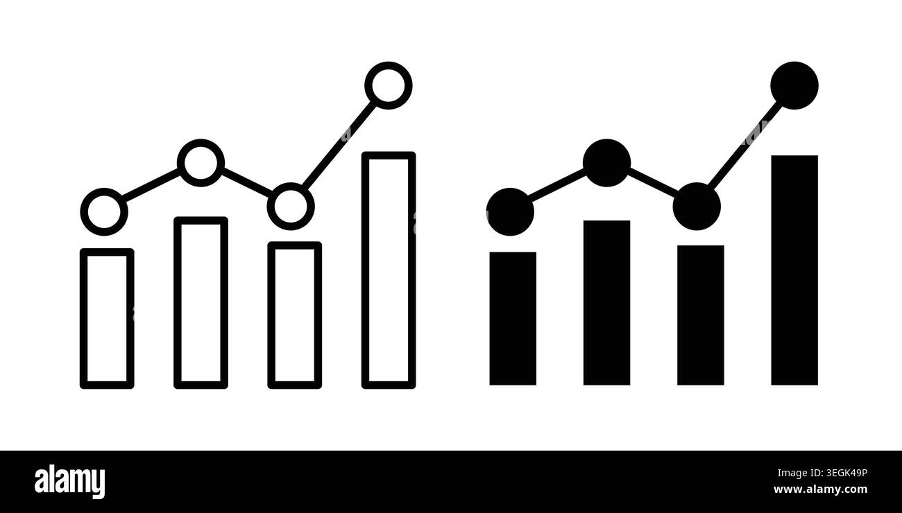 Analytic icon logo. Outline style icons with flat versions Stock Vector