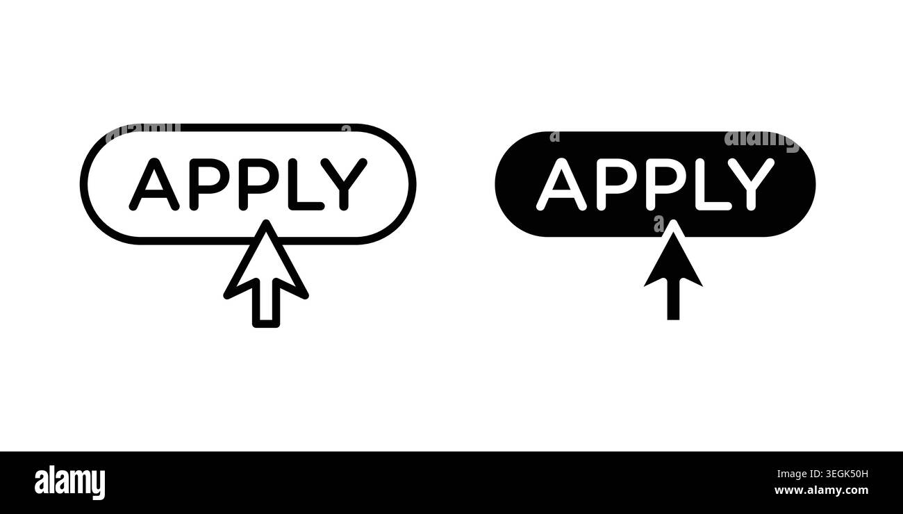 Apply icon logo. Outline style icons with flat versions Stock Vector