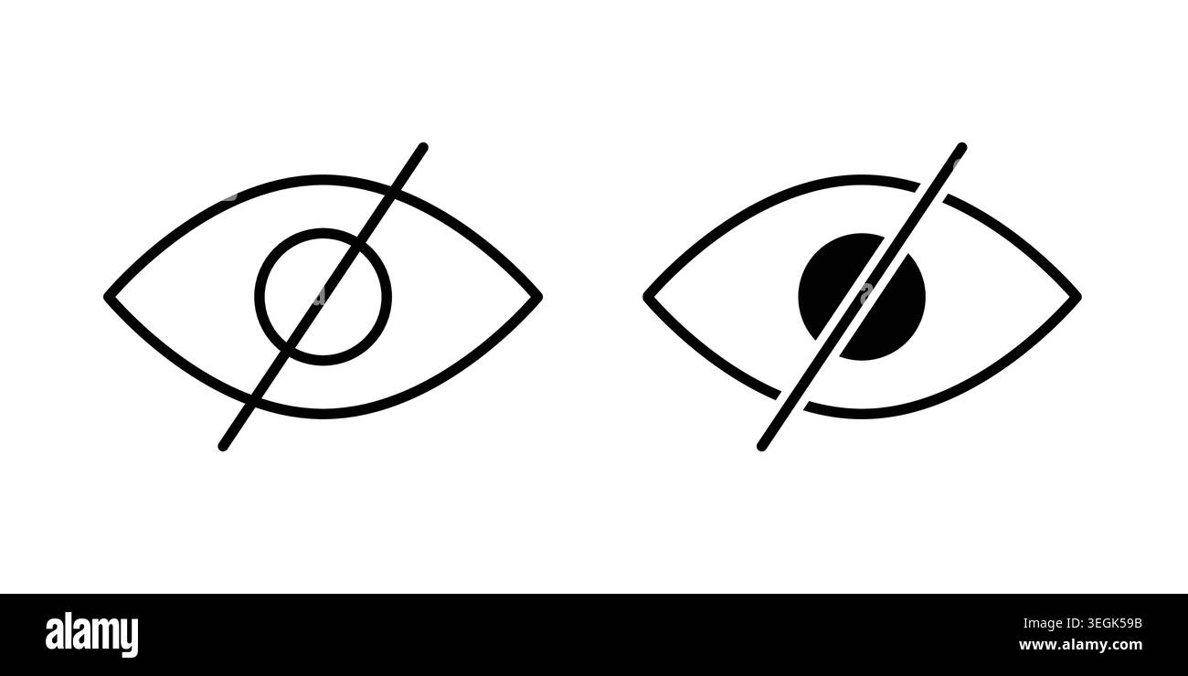 Hide icon logo. Outline style icons with flat versions Stock Vector