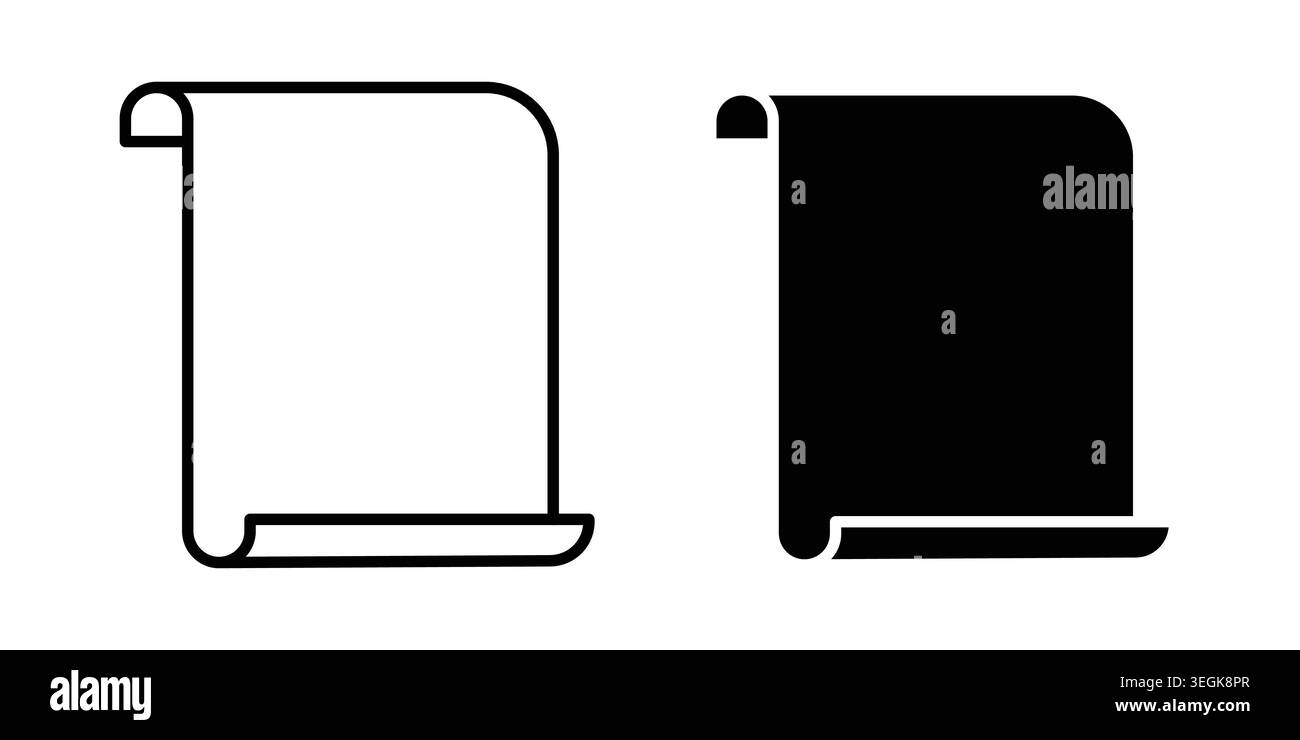 Scroll icon logo. Outline style icons with flat versions Stock Vector