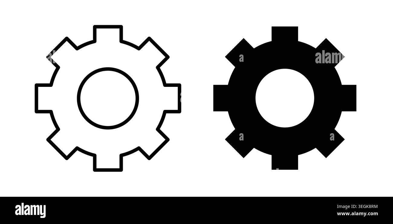 Settings icon logo. Outline style icons with flat versions Stock Vector