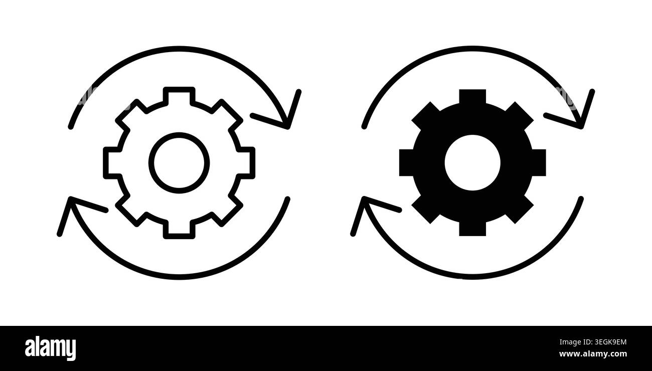 System update icon logo. Outline style icons with flat versions Stock Vector