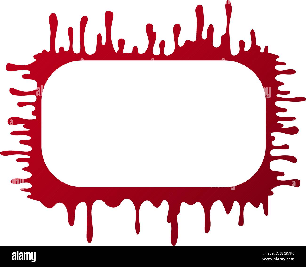 Red rounded rectangle drip frame, flat silhouette, white Stock Vector