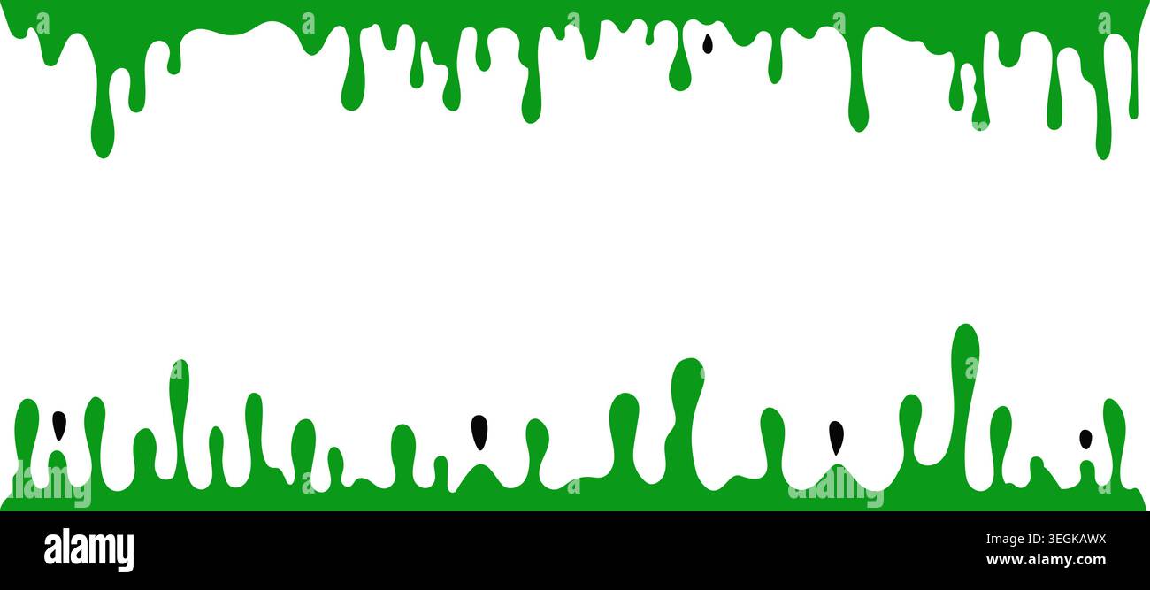 Green dripping frame border, flat double edge, white Stock Vector Image ...