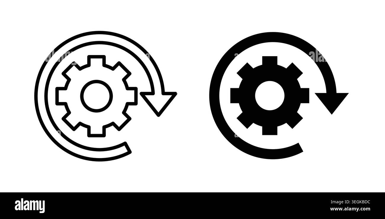 Workflow icon logo. Outline style icons with flat versions Stock Vector