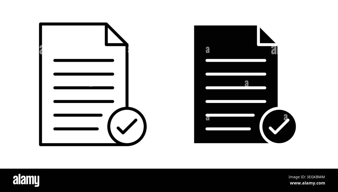 Accept document icon logo. Outline style icons with flat versions Stock Vector