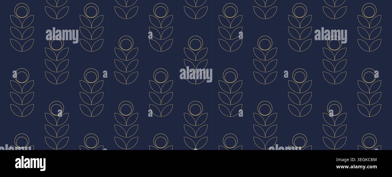 Dark Blue Seamless Pattern with Overlapping Leaf Shapes. Vector Stock Vector