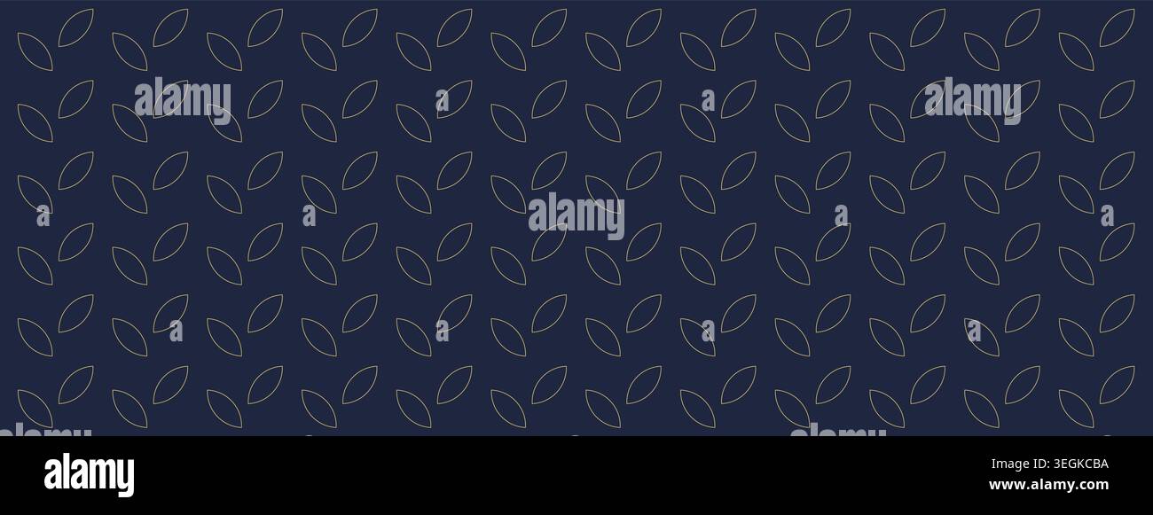 Dark Blue Seamless Pattern with Overlapping Leaf Shapes. Vector Stock Vector