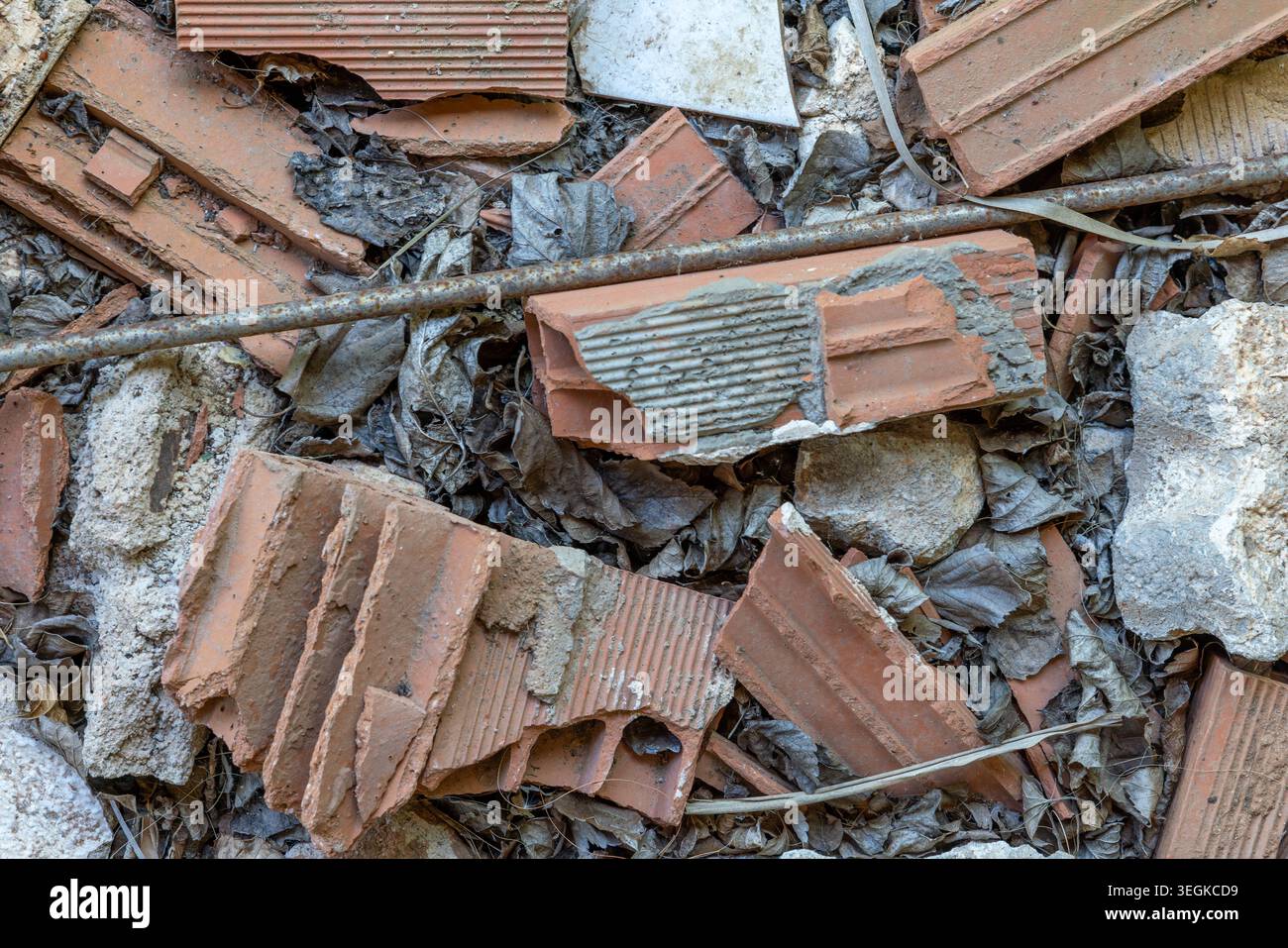 Demolition Rubble and Debris Texture Background Stock Photo
