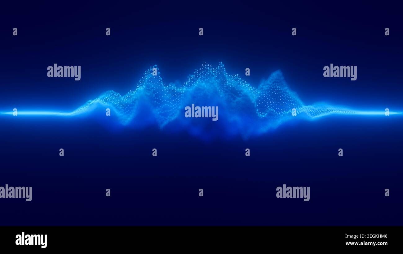Audio blue waveform digital particle wave background. Abstract music ...