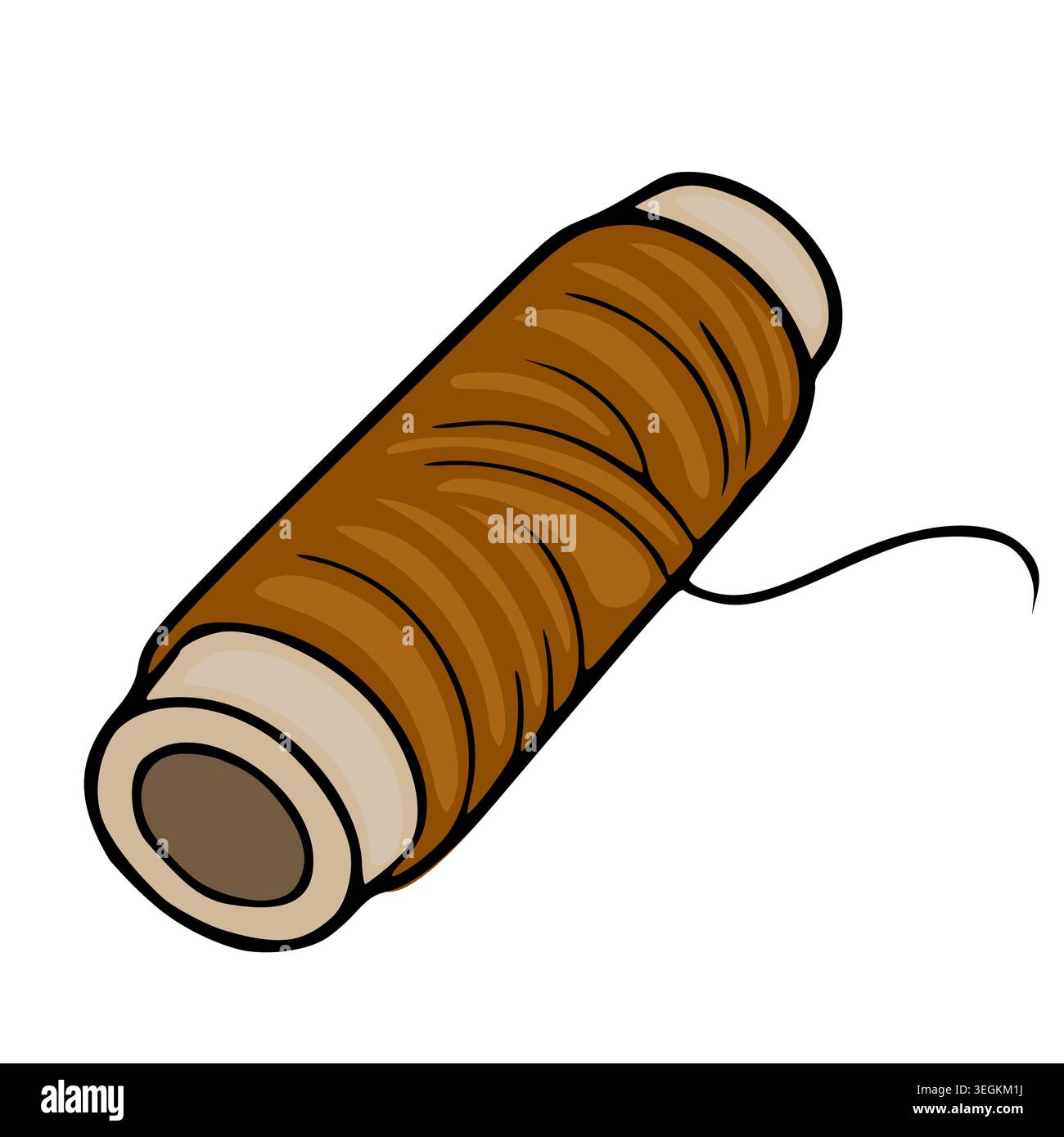 Brown sewing thread spool vector illustration, isolated on white Stock Vector