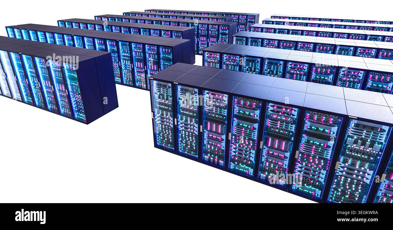 Server racks data server 3d transparent background Stock Photo