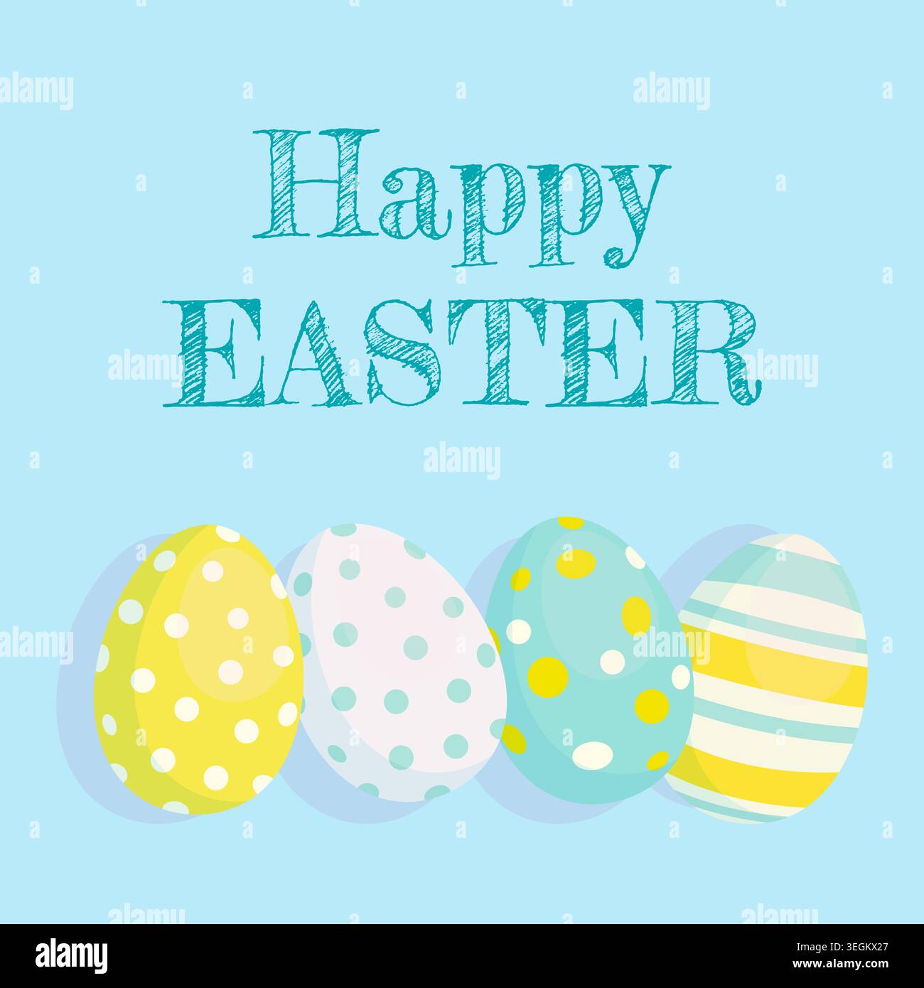 Easter banner with eggs on blue background. Vector design. Stock Vector