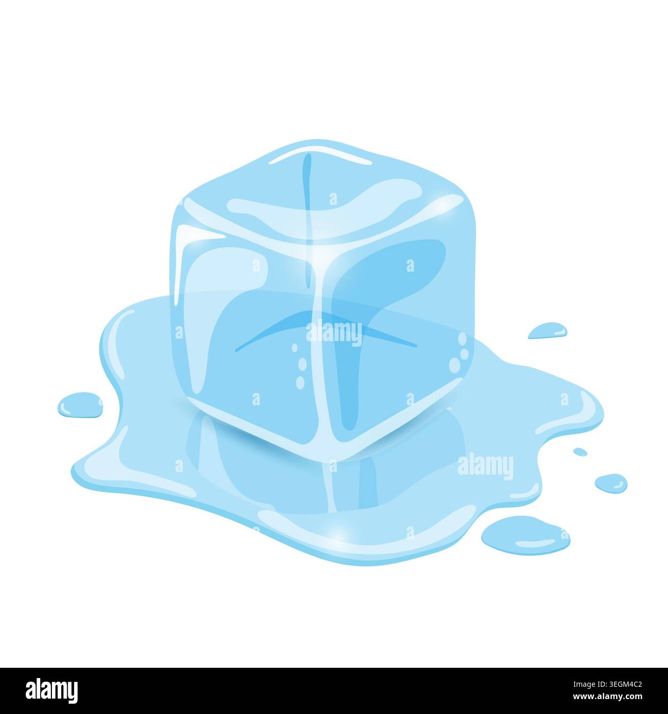 Ice cubes melting on white background. Vector design. Stock Vector