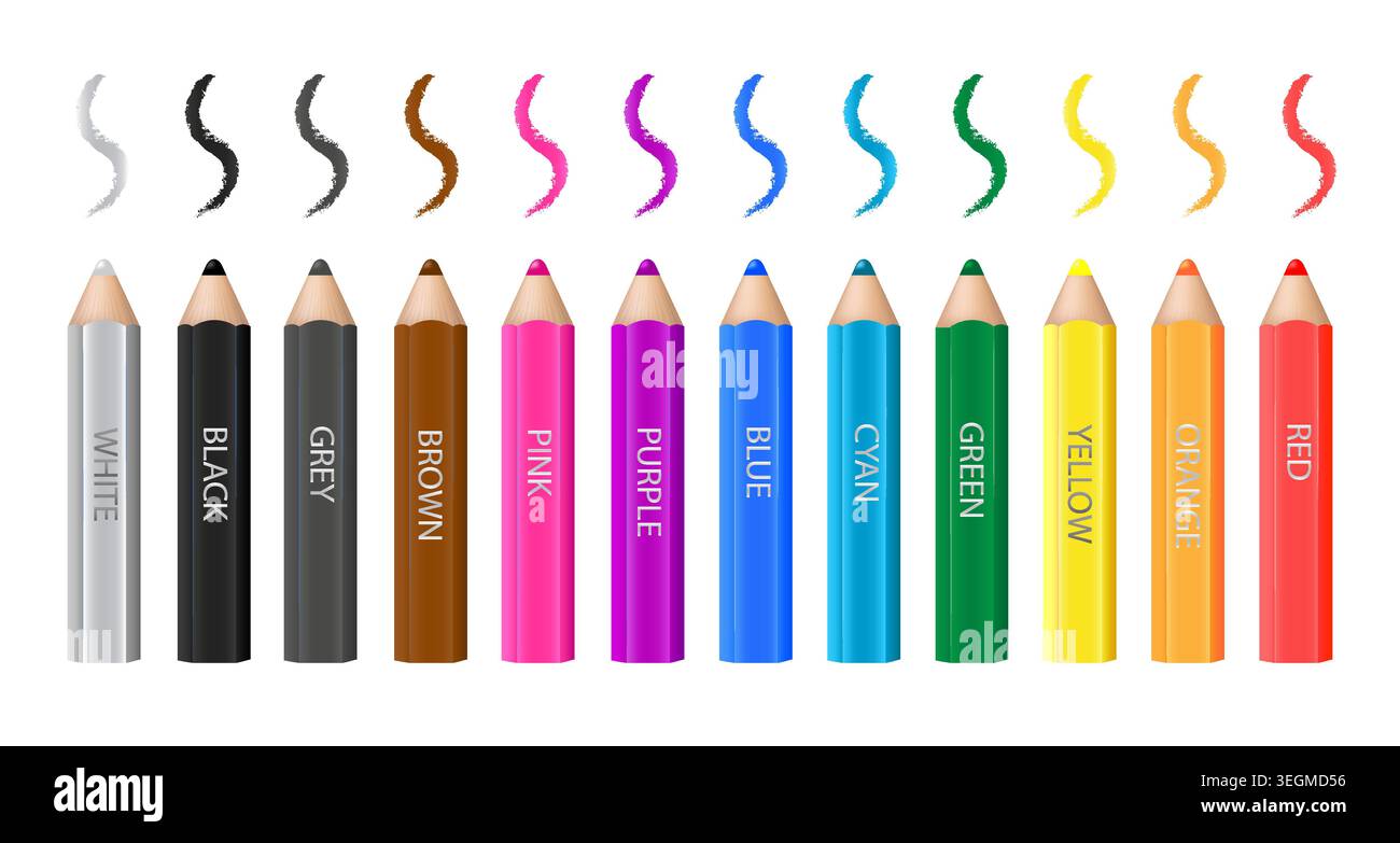 Colorful pencils with strokes. Vector design. Stock Vector