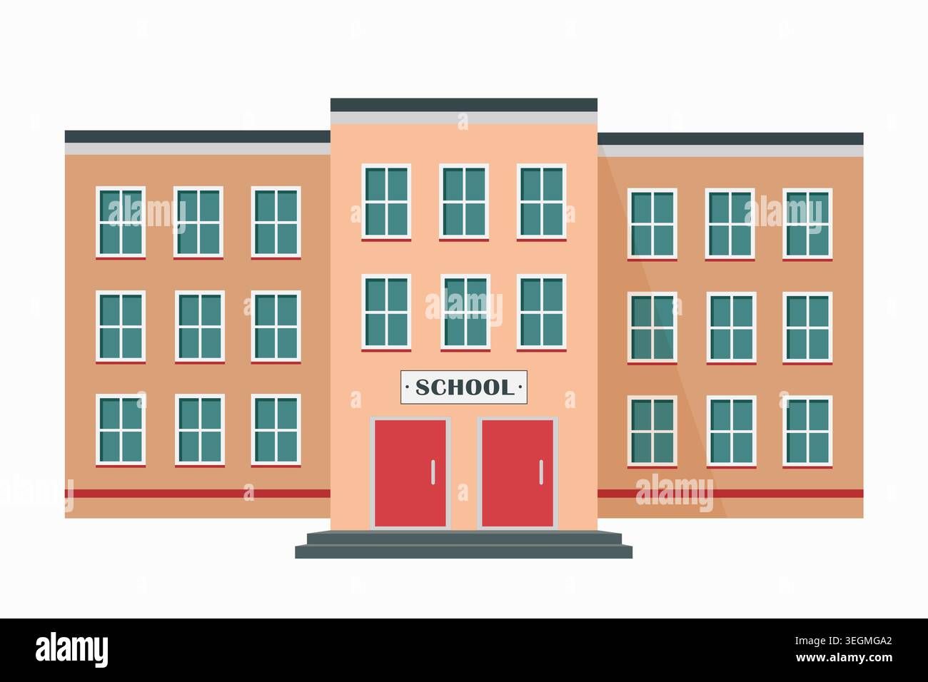 School building front view. Isolated. Vector design. Stock Vector