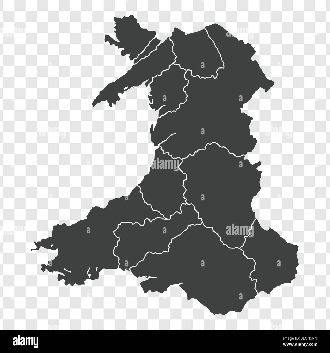 Welsh Map Vector Wales map, high detailed silhouette, smooth flat design. territorial ...