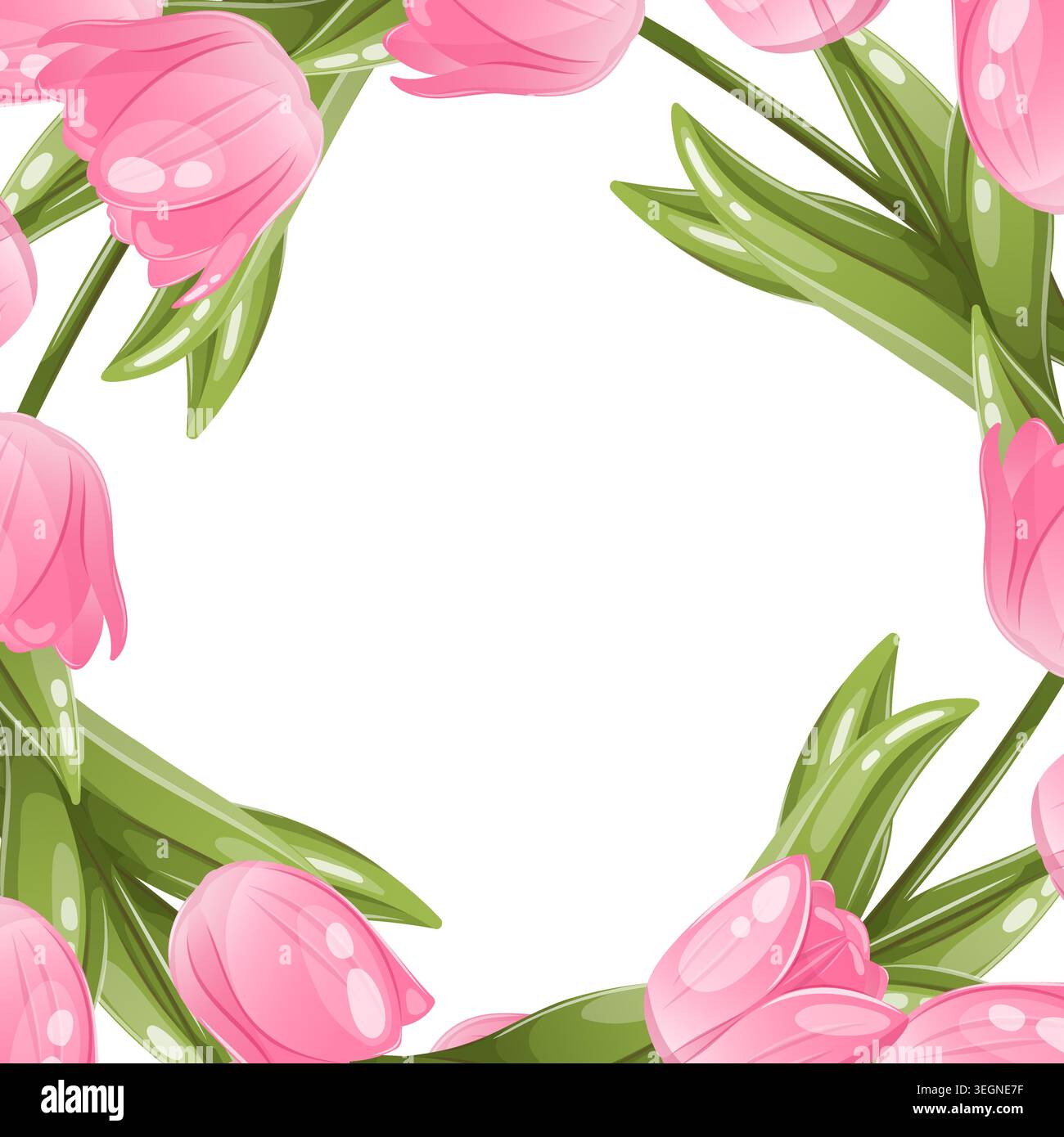 Floral frame with pink tulips Stock Vector