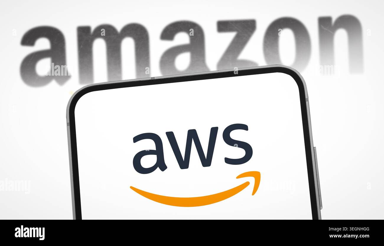 Amazon Web Service AWS cloud computing solution Stock Photo
