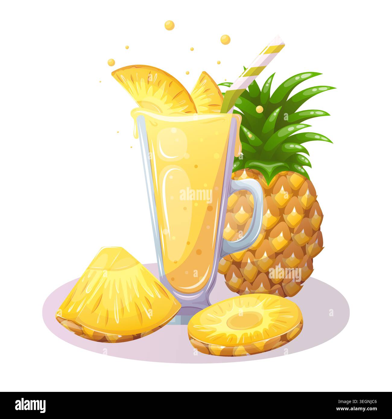 Pineapple juice glass with fresh fruit vector Stock Vector