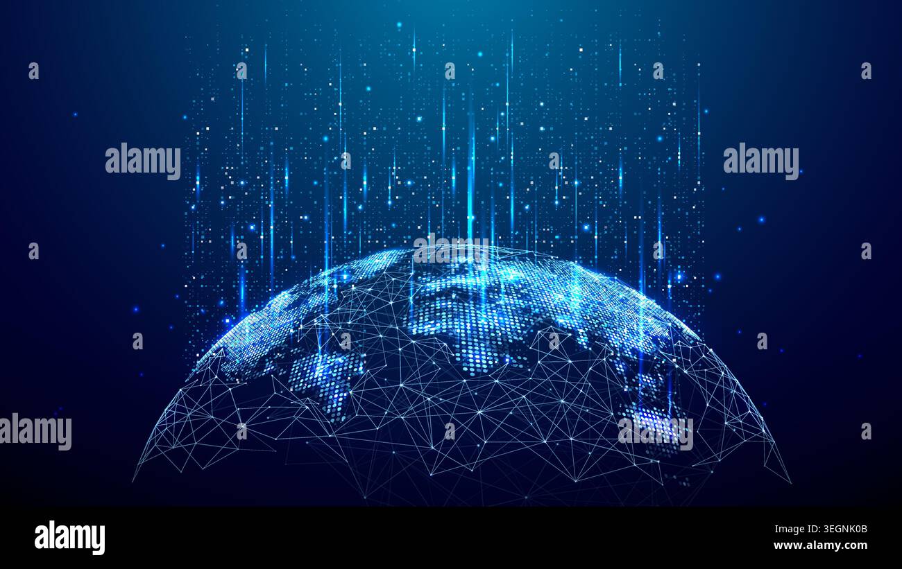 Global network connection with world map points Stock Vector