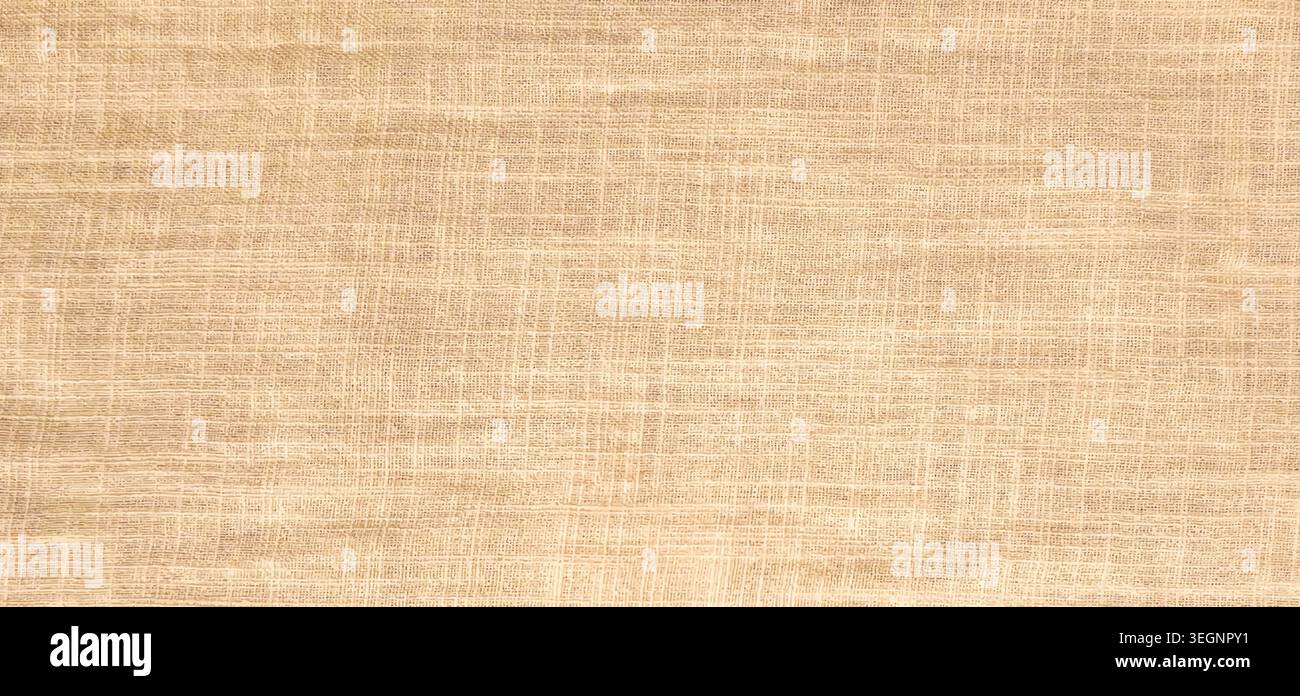 Natural linen fabric texture with woven pattern, realistic vector background. Woven cotton tablecloth backdrop. Beige canvas material with burlap weave for vintage design projects, tissue effect Stock Vector