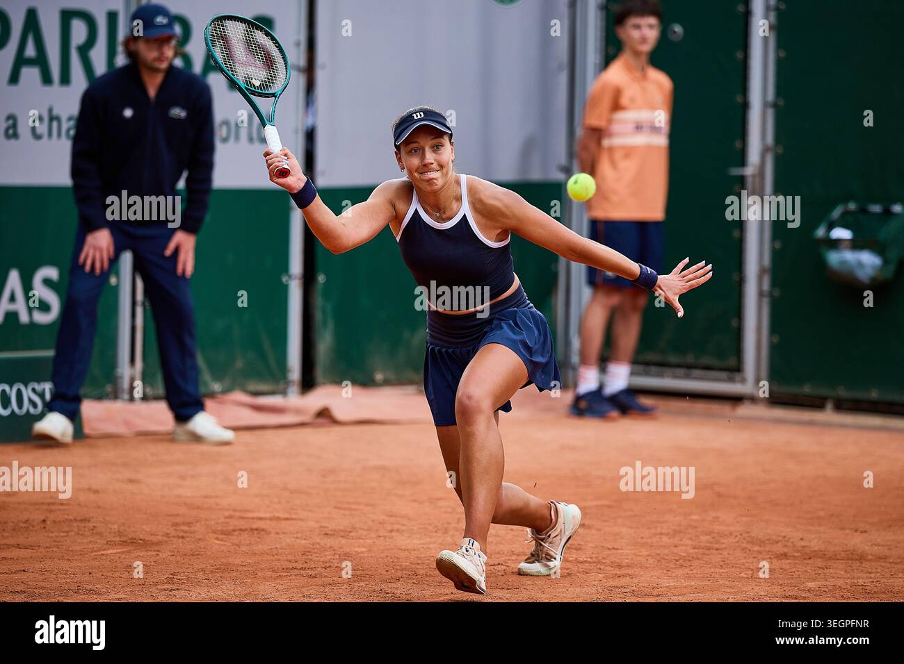 Paris, Ile-De-France, France. 20th May, 2026. Matilde Jorge of Portugal returns with forehand to Mary Stoiana of United States during the French Open at Roland Garros - Tennis Grand Slam, 20.5.2026 in Paris (Roland Garros), France - Photo: Mathias Schulz (Credit Image: © Mathias Schulz/ZUMA Press Wire) EDITORIAL USAGE ONLY! Not for Commercial USAGE! Stock Photo