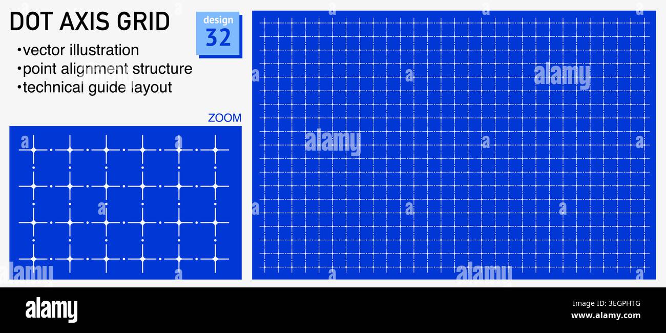 Structural Grid Alignment Blueprint grid system dot axis geometry, zoom detail view. Point ...