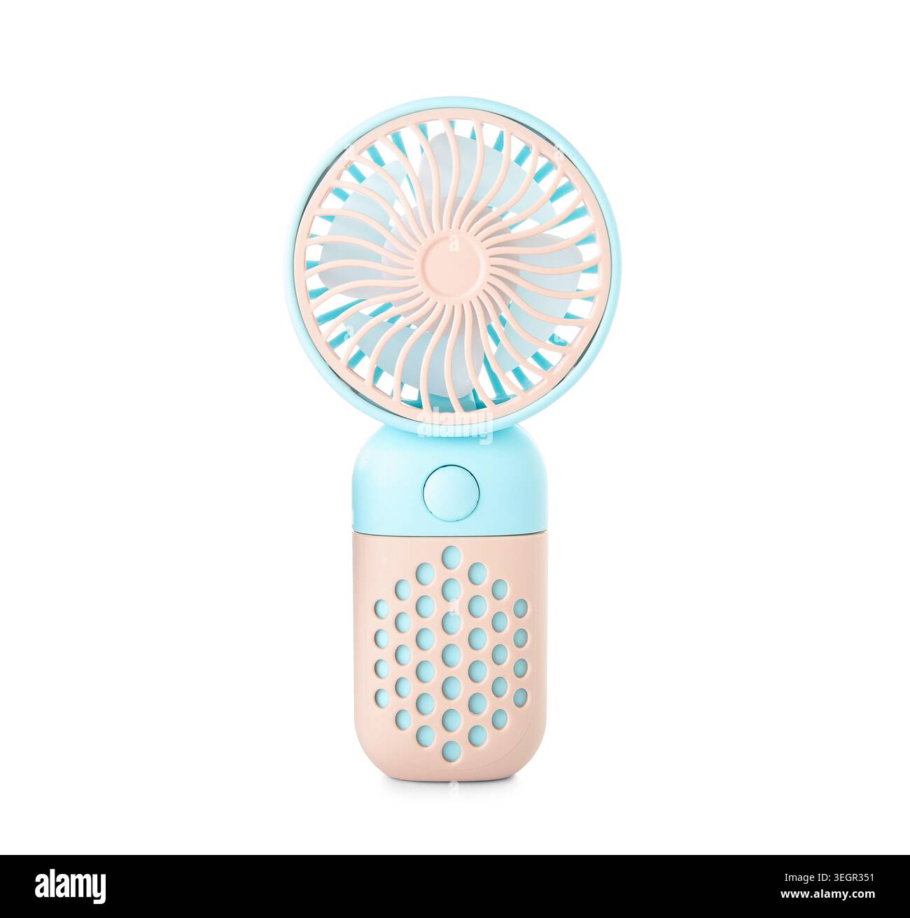 Mini electric fan on white background Stock Photo