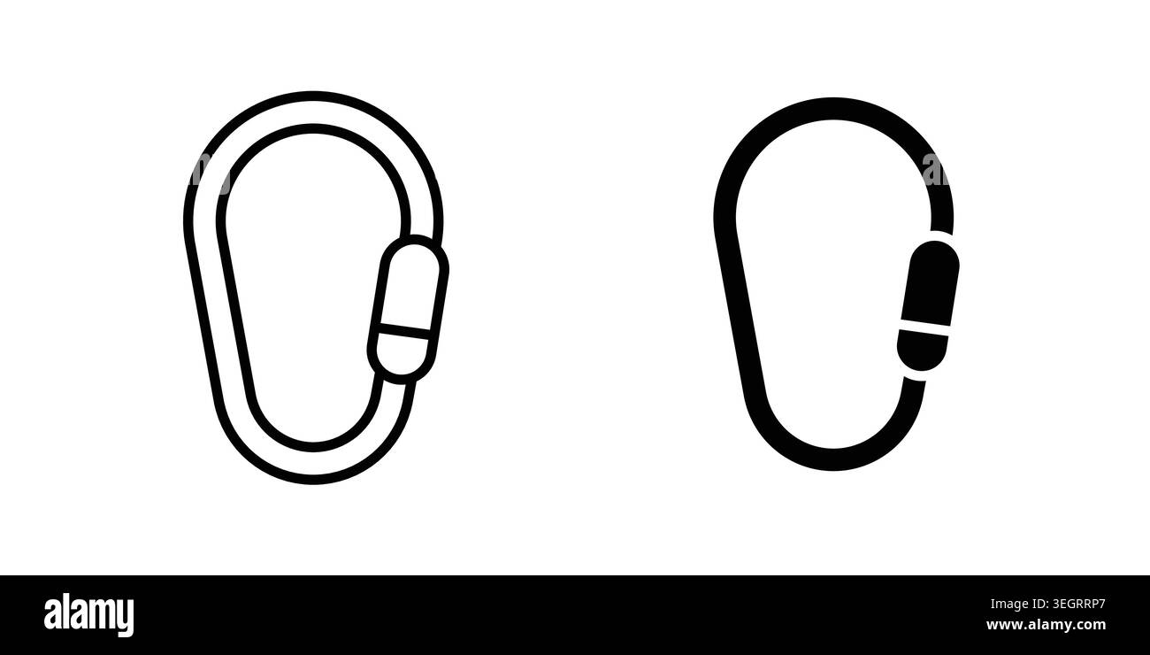 Carabiner icon vector template set in black Stock Vector
