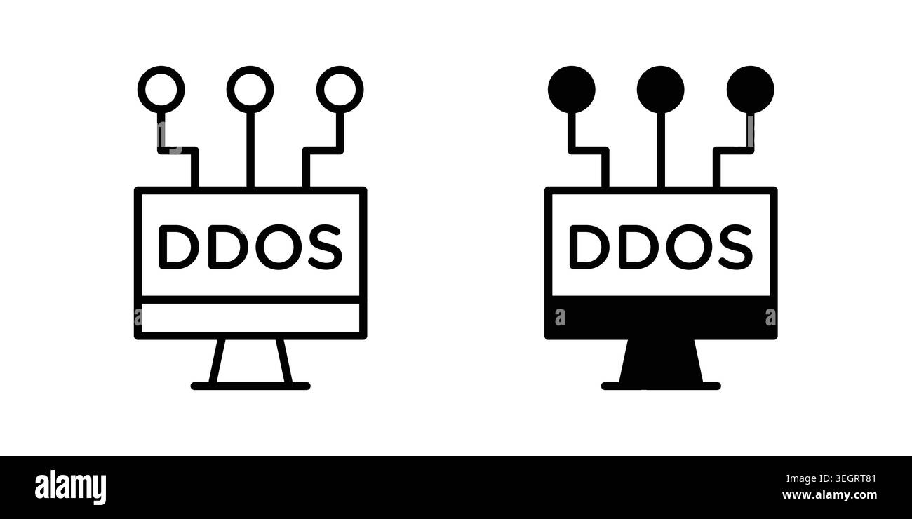 Ddos icon vector template set in black Stock Vector