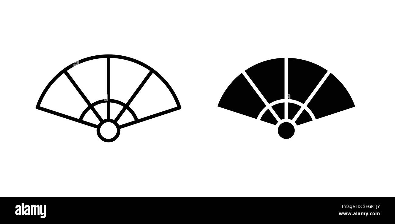Hand fan icon vector template set in black Stock Vector