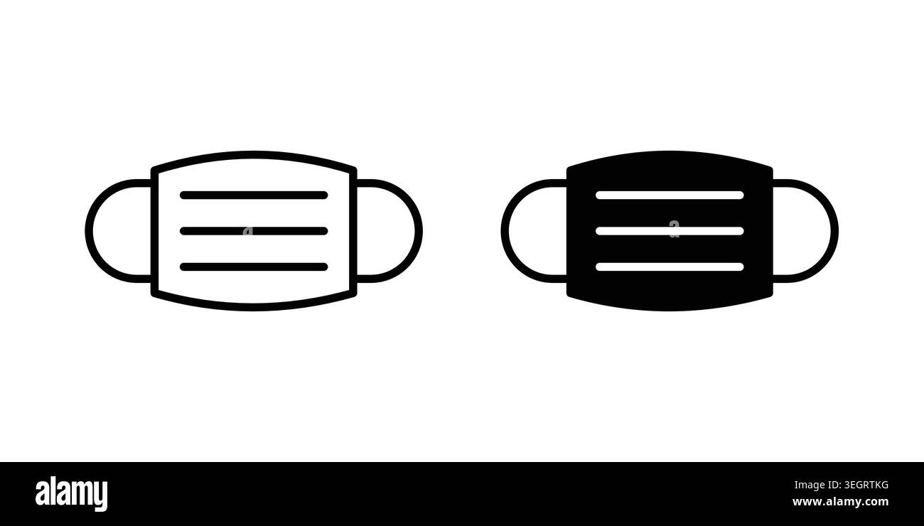 Face mask icon vector template set in black Stock Vector