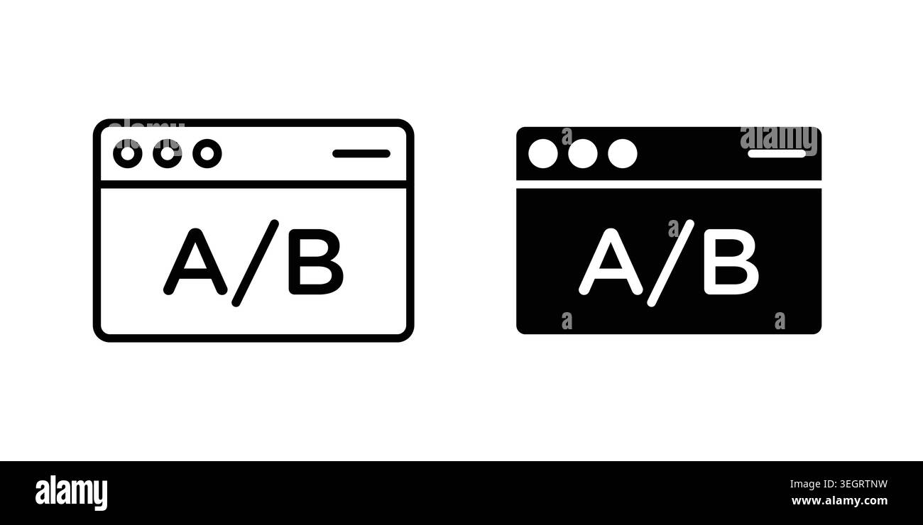A B testing icon vector template set in black Stock Vector