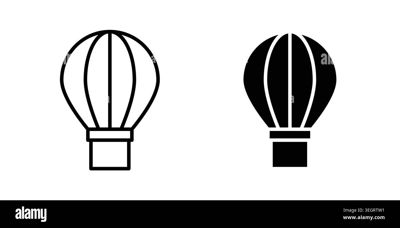 Hot air balloon icon vector template set in black Stock Vector