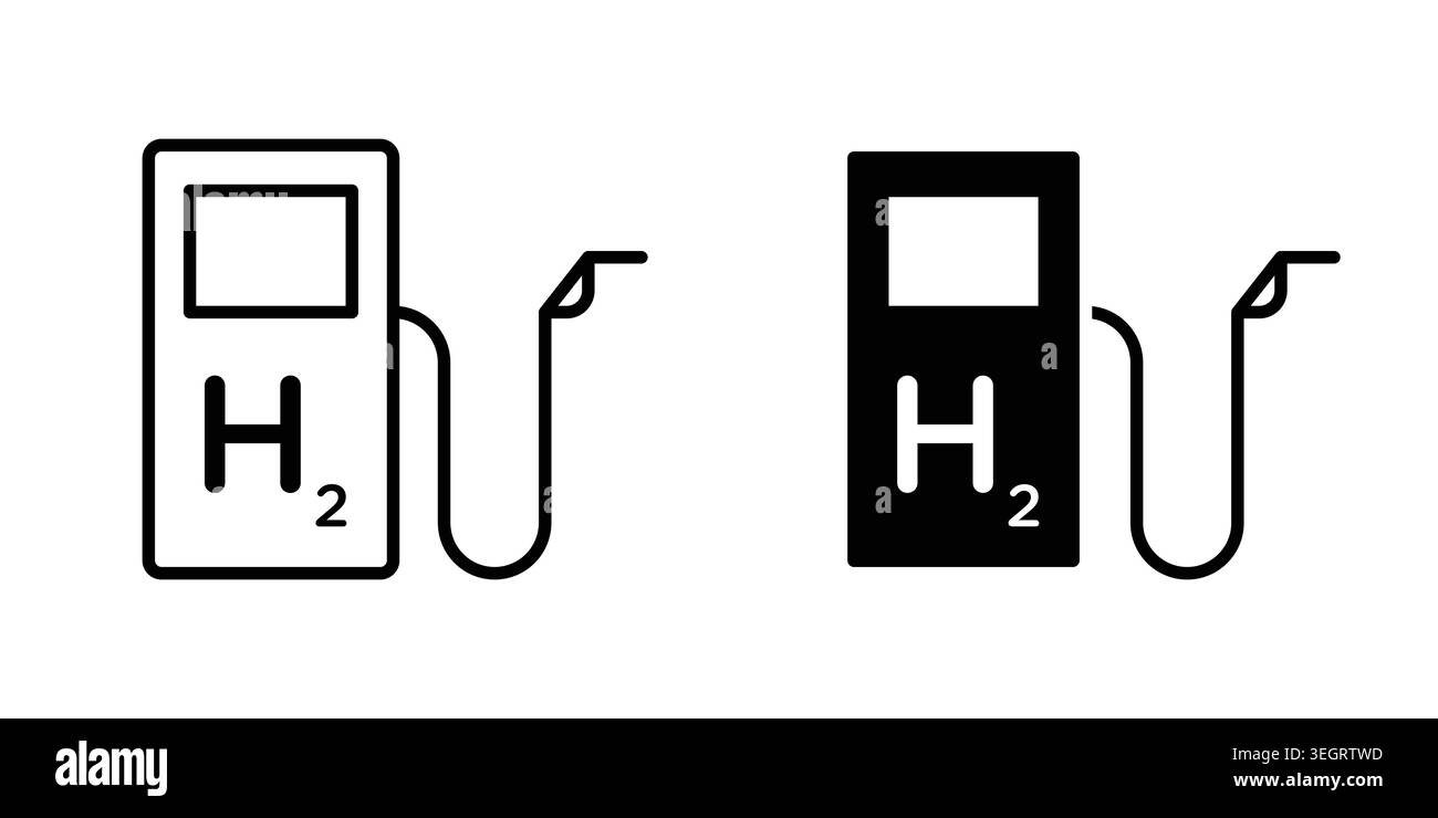 hydrogen fuel pump icon vector template set in black Stock Vector