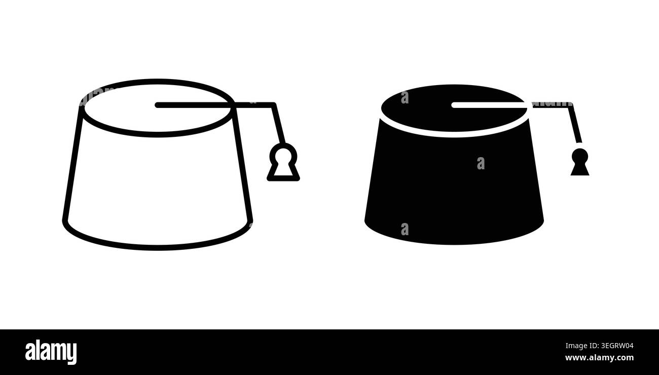 Fez hat icon vector template set in black Stock Vector