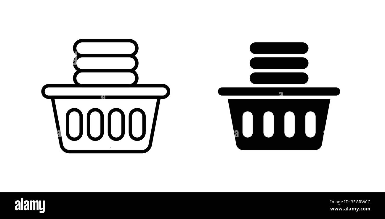 Laundry basket icon vector template set in black Stock Vector