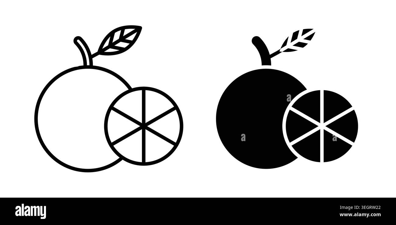 Grapefruit icon vector template set in black Stock Vector